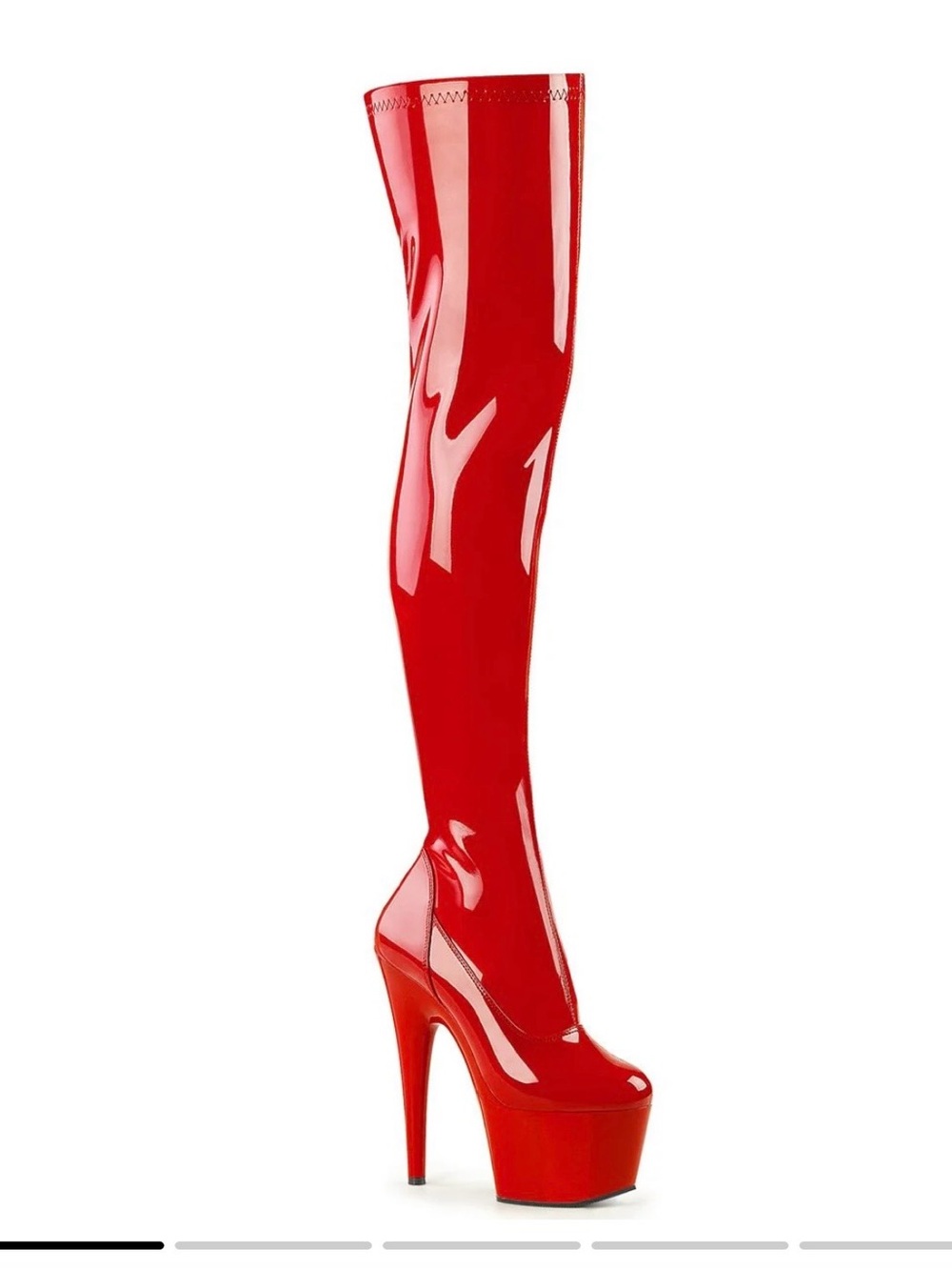 Pleaser Red Patent Over-The-Knee Platform Boot